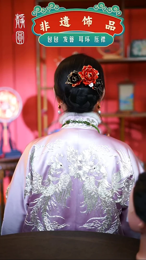 【闪购商品】织绣黑金玫瑰发钗