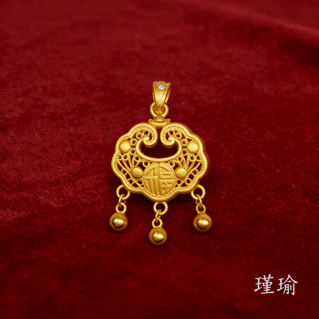 吊坠 K0558黄色小如意锁吊坠多样性发货47552