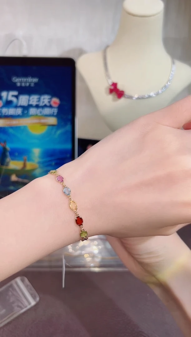 18K金镶嵌手链水晶BB3992#-Y#77