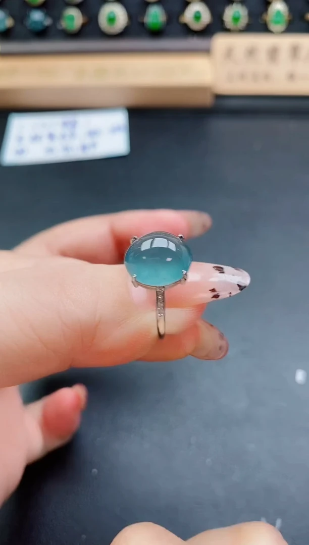 银S925镶嵌戒指翡翠1