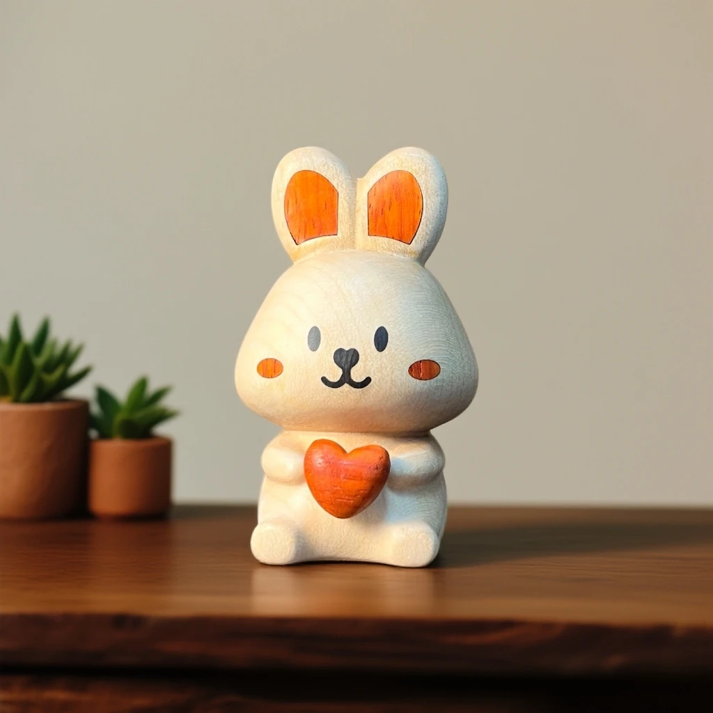 高端精品木雕小兔子网红家居房间装饰用品车内装饰品摆件生日礼物