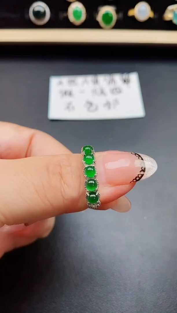 翡翠戒指银S925镶嵌50805