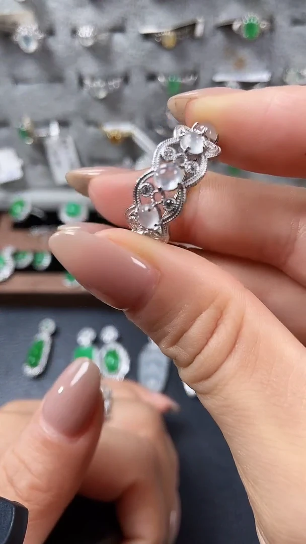 银S925镶嵌戒指翡翠3075