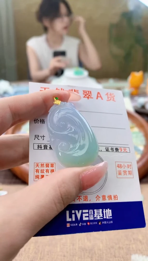 颈饰18K金镶嵌翡翠天然A货翡翠挂件