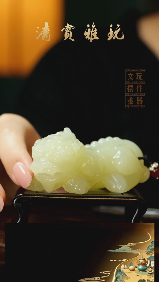玉《吞金貔貅》手把件摆件