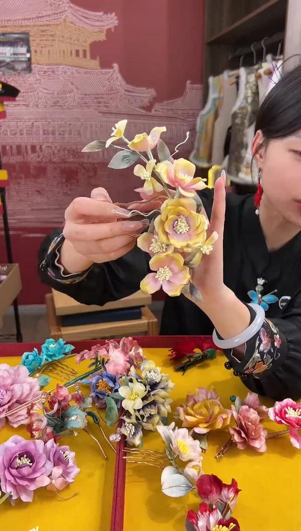 【闪购商品】刺绣非遗绒花（发饰）