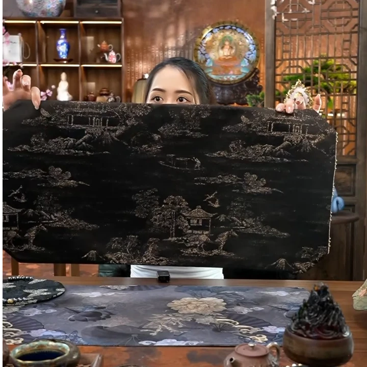 斜角花鸟茶席茶巾LQ1240