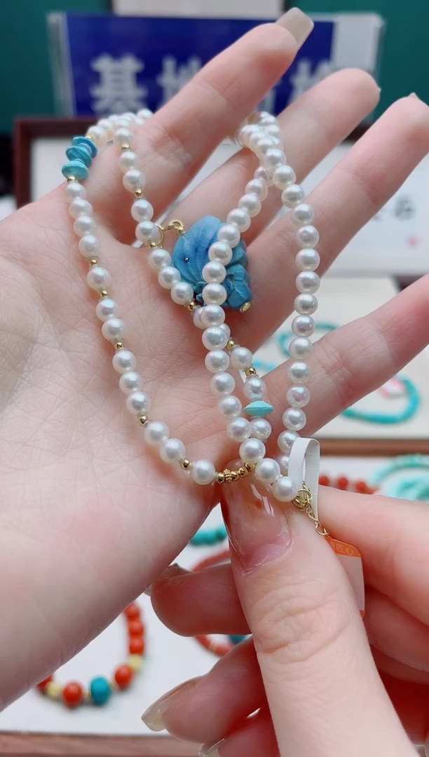 项链银S925镶嵌淡水珍珠57