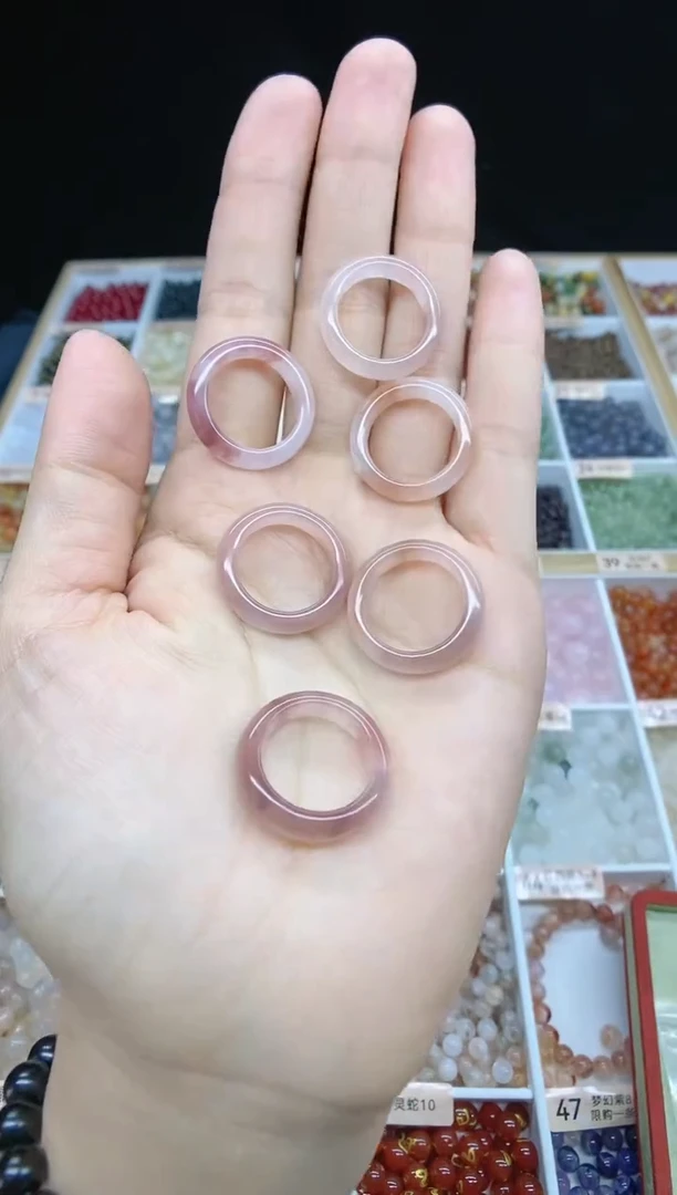 【闪购商品】石英质玉戒指未镶嵌指环13-14多样性发一