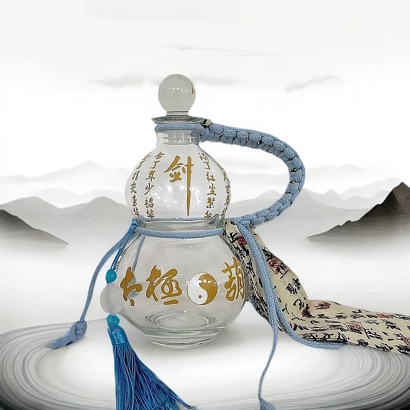 网红加厚葫芦玻璃水壶新款带绳酒葫芦便捷国风复古茶壶水壶水杯