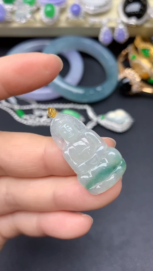 颈饰18K金镶嵌翡翠24-雪姐翡翠天天见