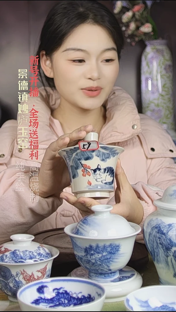 盘陶妙庐玉窑草木灰马蹄盖碗059微瑕