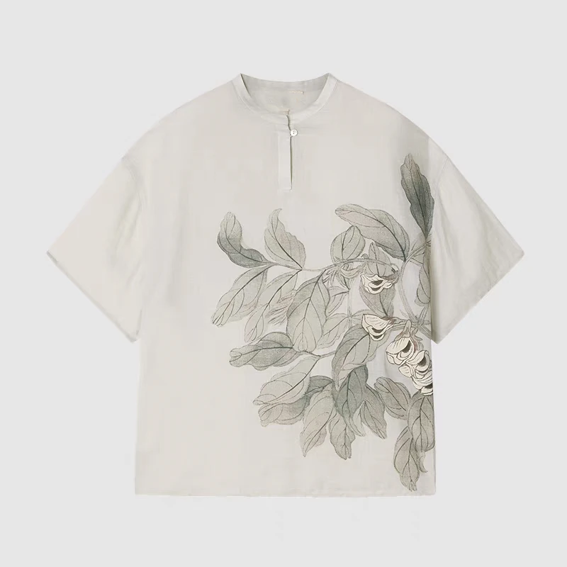 057【上博合作系列】禾女装2025夏季新款薄苎麻平纹布衬衫上衣