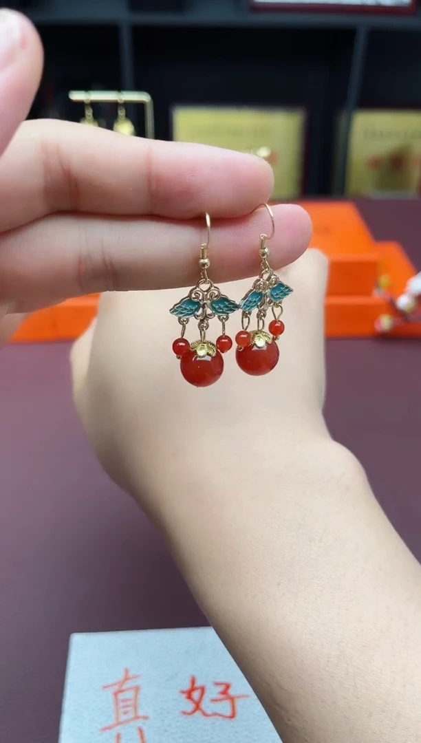 玛瑙/玉髓耳饰银S925镶嵌530000