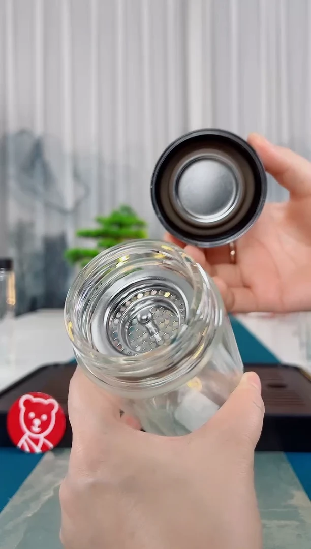 高硼硅玻璃茶隔款 希诺双层鹅蛋玻璃杯280毫升礼盒装7157