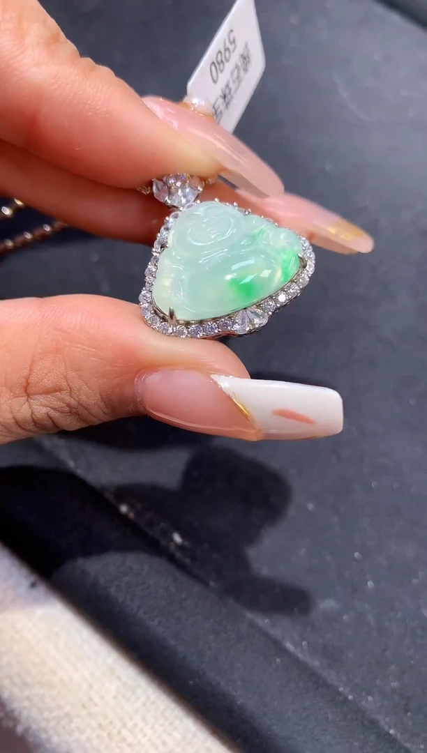 吊坠(不含链)银S925镶嵌翡翠【挽石珠宝】佛公