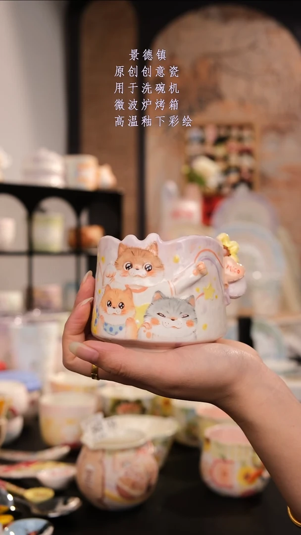 摆件景德镇手工手绘设计师款