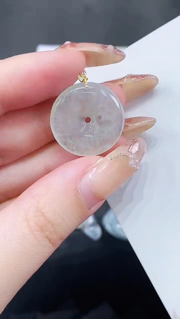 翡翠18K金镶嵌颈饰天然A货翡翠