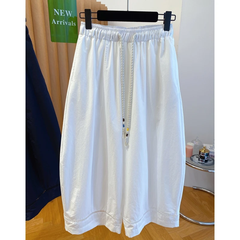今年流行的白色气球裤女夏薄款2025新款宽松休闲百搭弯刀裤九分裤