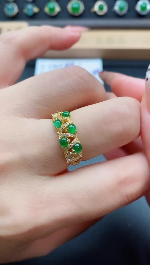 银S925镶嵌戒指翡翠1