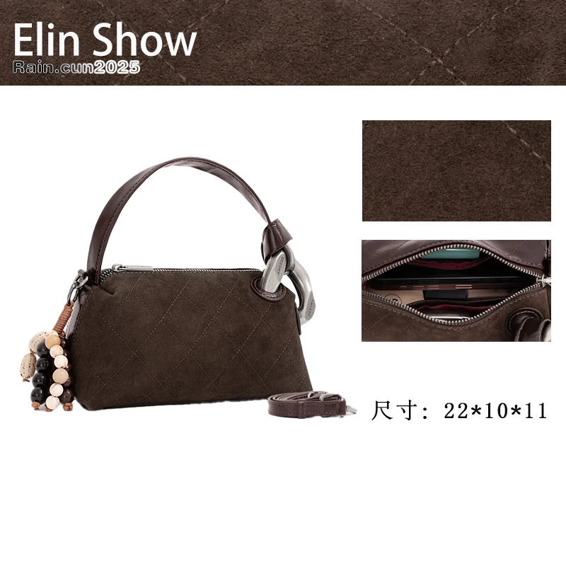 【Elin定制】2025年秋冬新款时尚设计单肩女包ZT-D8080-磨砂咖