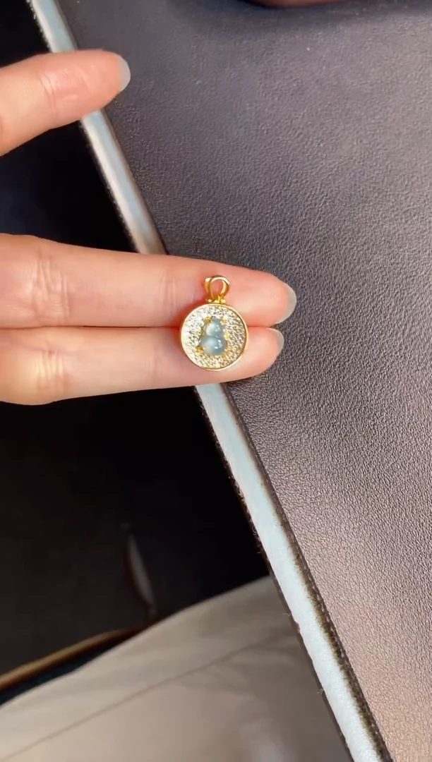 吊坠(不含链)银S925镶嵌翡翠天然A货翡翠