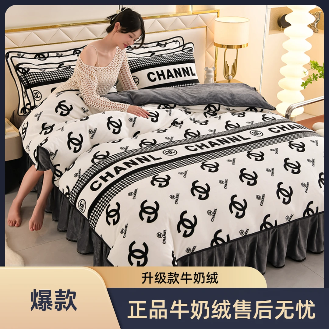 好梦家纺加厚牛奶绒四件套双面绒被套床单冬季被罩印花件套秋冬款