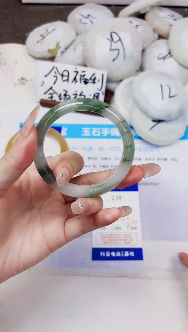 未镶嵌手镯石英质玉238-天山翠-圈口53