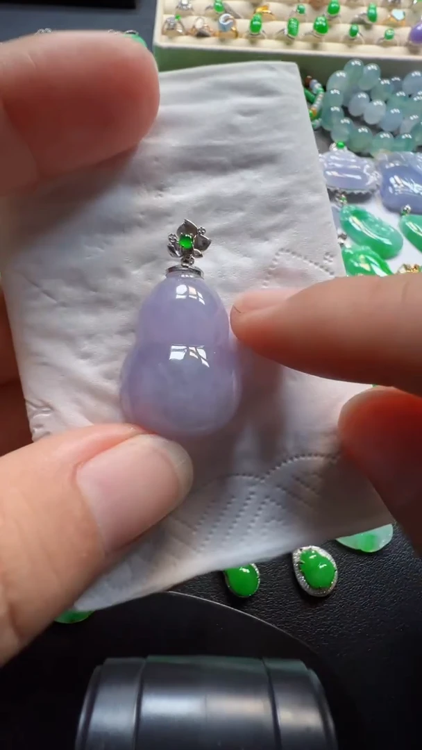 吊坠(不含链)18K金镶嵌翡翠3880