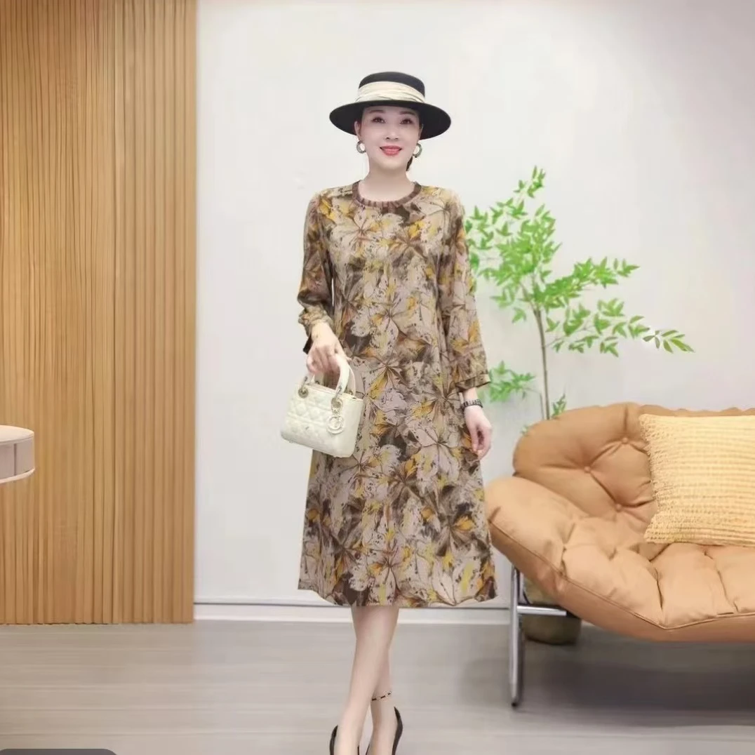 秋枫意浓套头连衣裙春季洋气休闲木耳领秋季时尚裙子