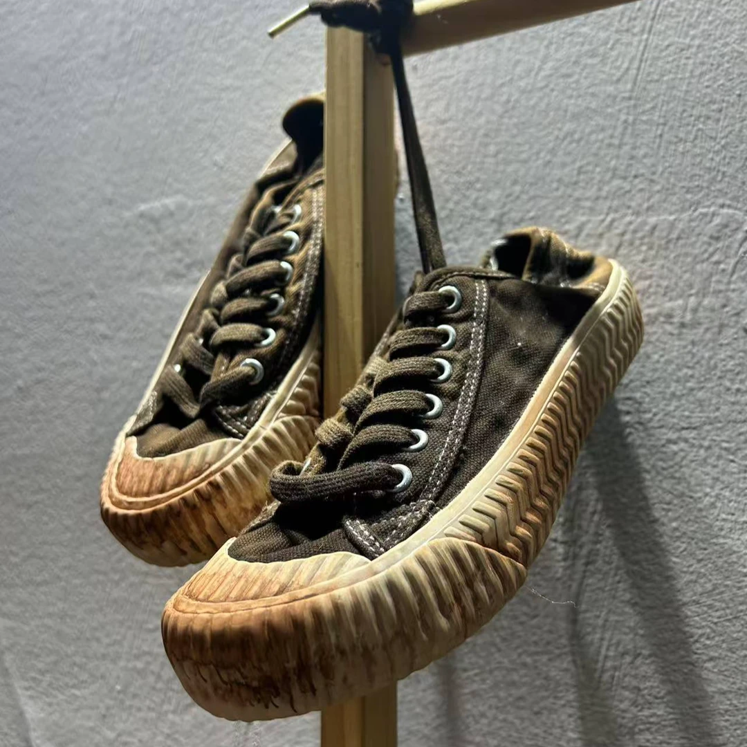 【半奏】春季新款 炒色做旧脏洗擦色帆布鞋