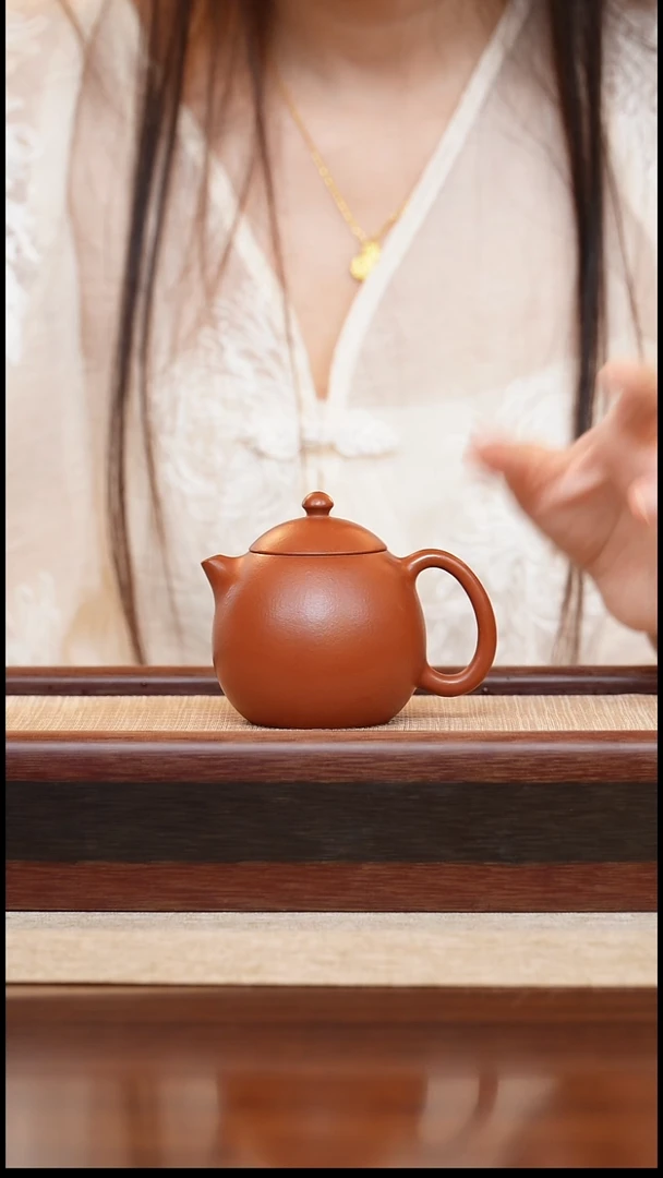 朱泥龙蛋130cc宜兴手工紫砂壶