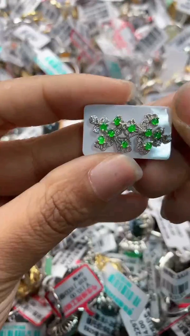 银S925镶嵌戒指翡翠14     7