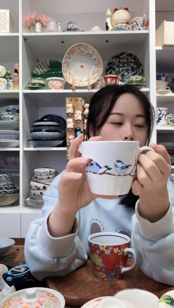 陶瓷【微瑕】九谷秀鸟马克杯