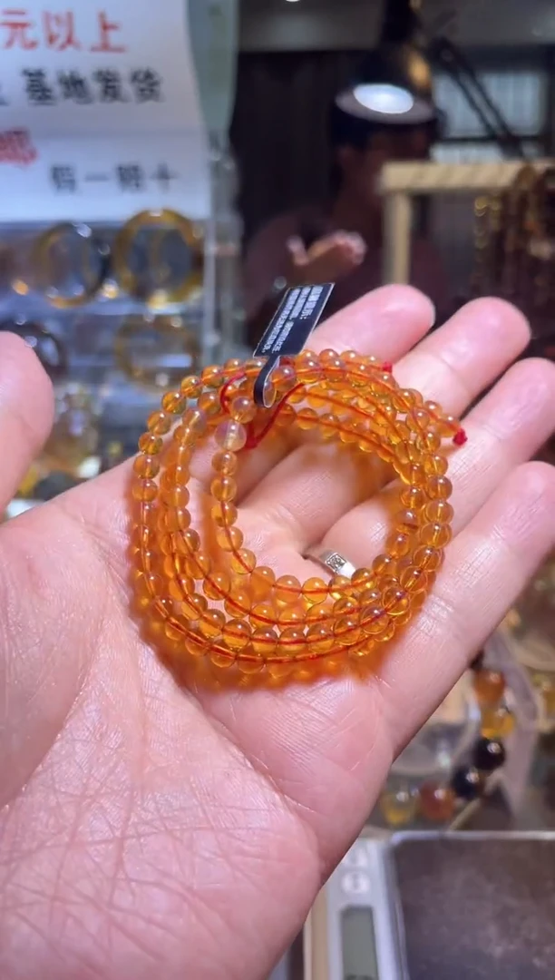 未镶嵌琥珀裸石干放血珀金红链子