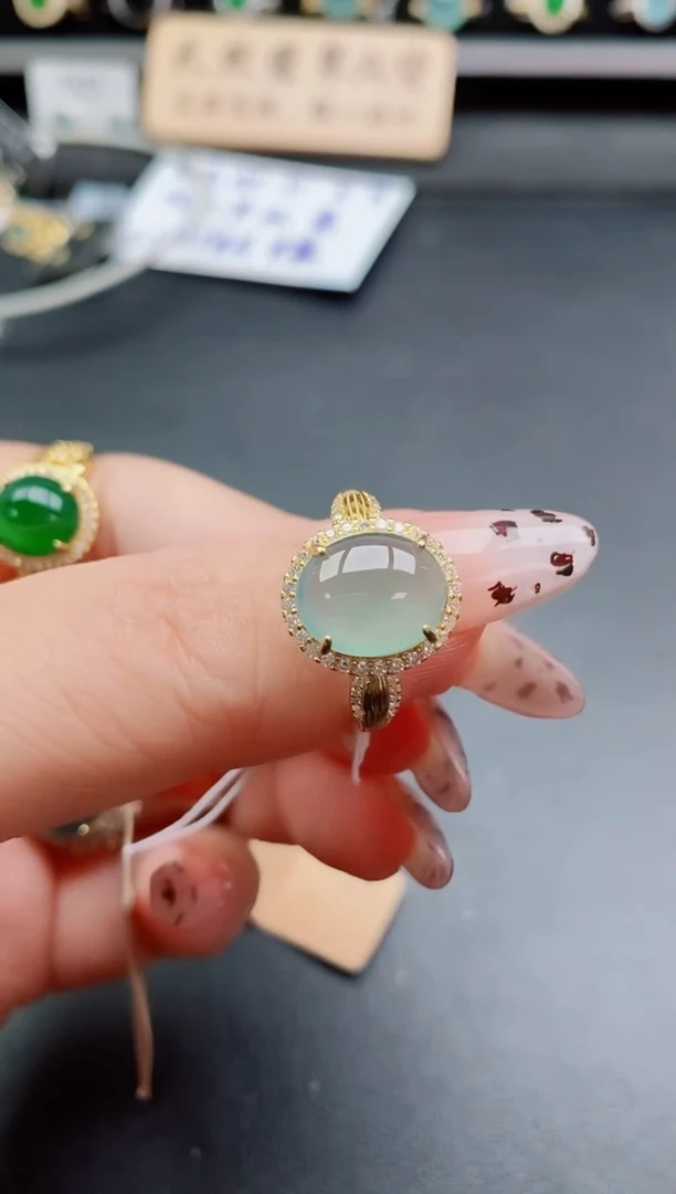 银S925镶嵌戒指翡翠1