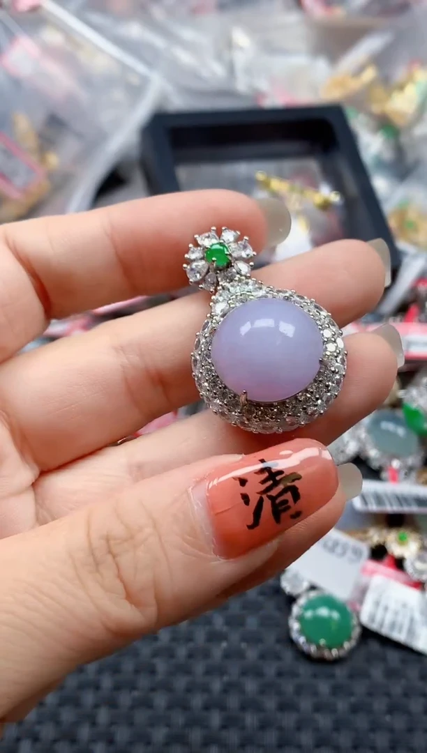 银S925镶嵌戒指翡翠天然A货缅甸翡翠