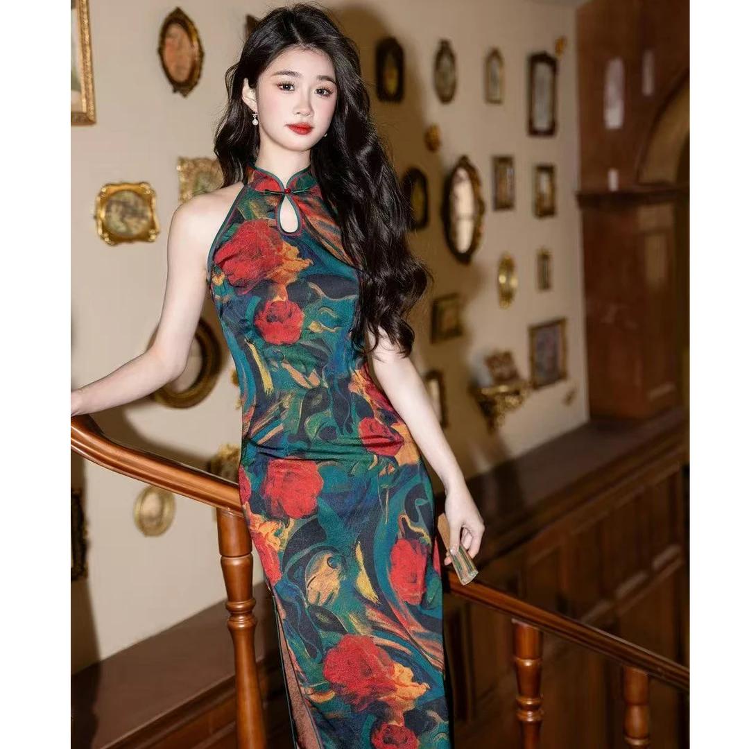 【万种风情】中国风文艺复古无袖日常旗袍优雅立领显瘦修身衣长120