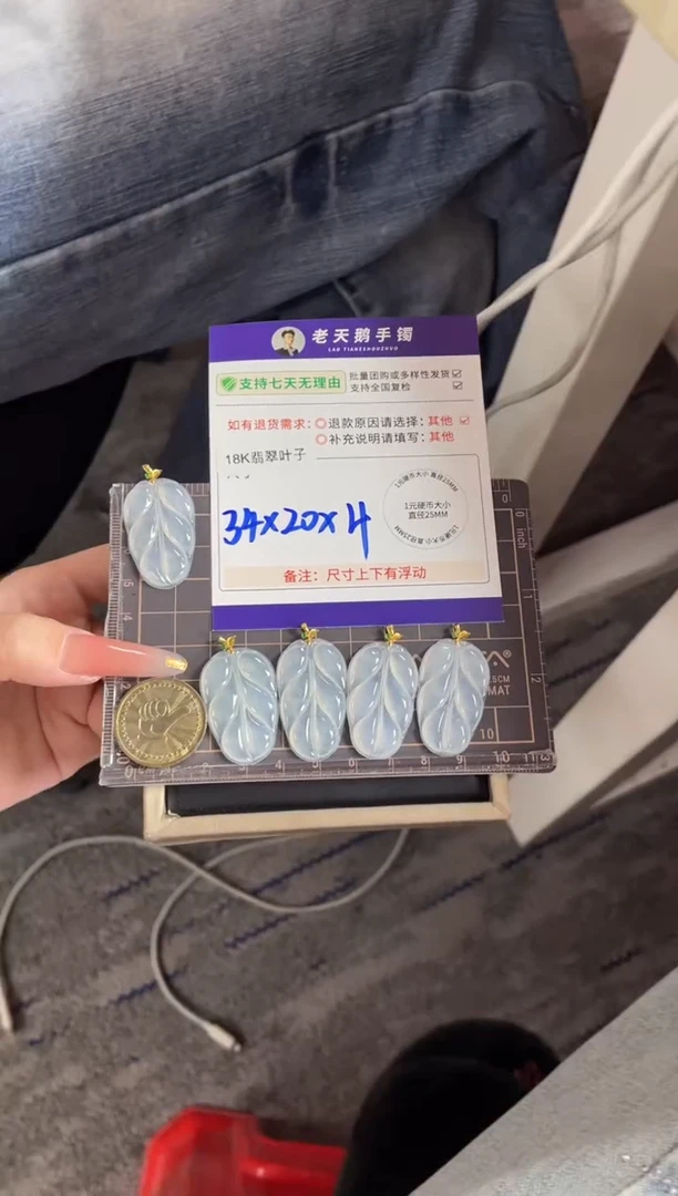 18K金镶嵌挂件翡翠叶子FL11/多样性发其一CP配绳