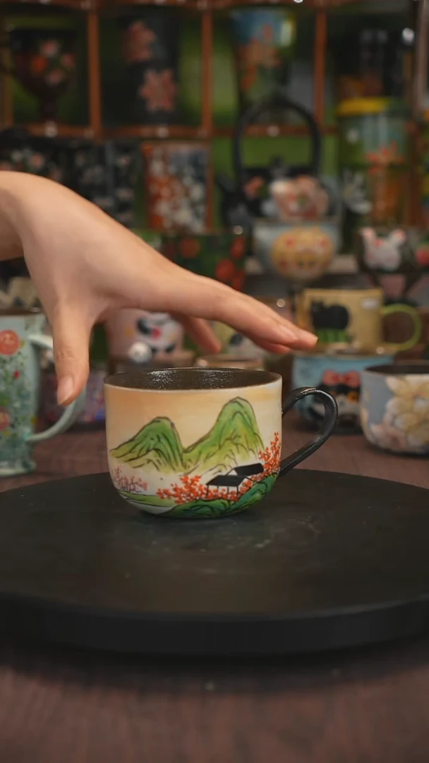 紫砂油画手绘釉下彩