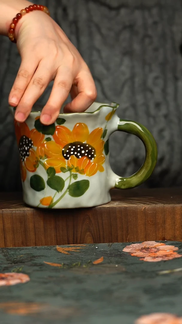 杯釉下彩手工手绘同款陶器