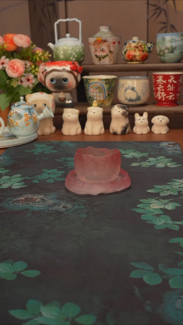 【落单】粉琉璃杯套组