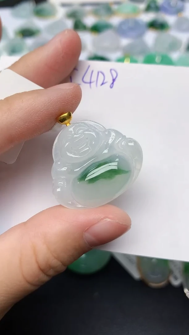 颈饰18K金镶嵌翡翠天然缅甸A货翡翠百元以上9元证书费自理