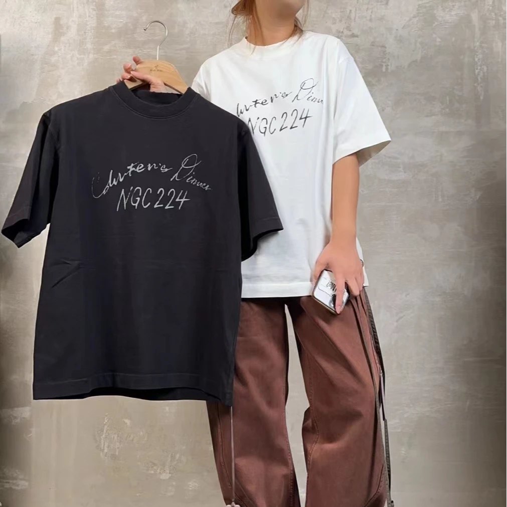 新款男士简约短袖圆领潮流情侣百搭夏季宽松型男士T恤时尚字母
