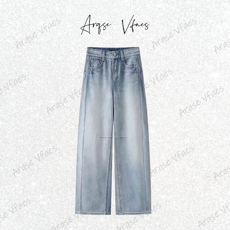 [ARQSEVFAES正品]—2025新款直筒休闲水洗高腰气质牛仔裤-50213236