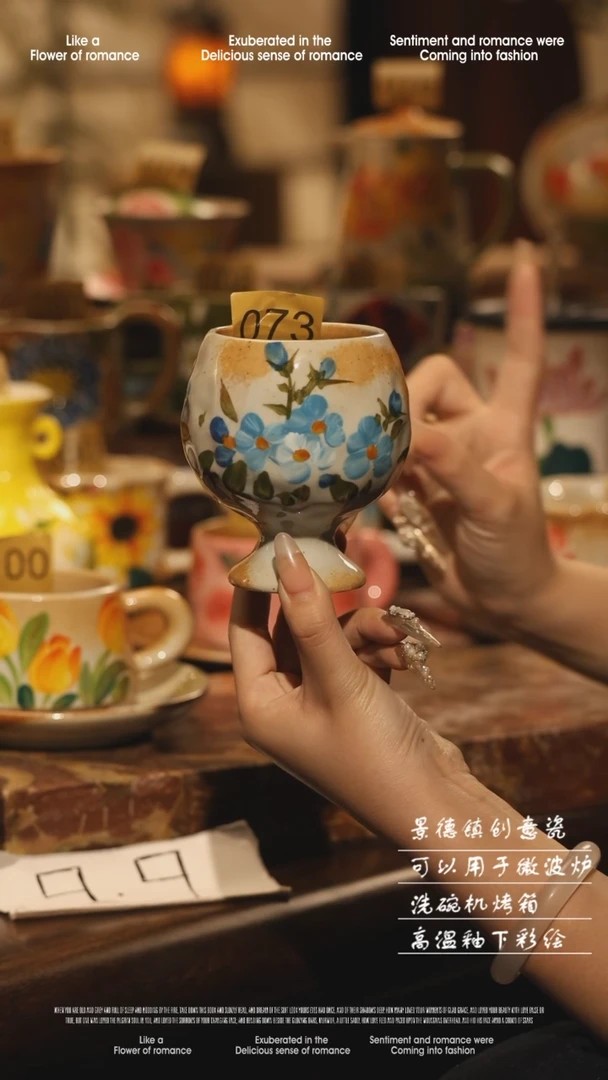 陶瓷073景德镇高温手绘釉下彩设计师款式