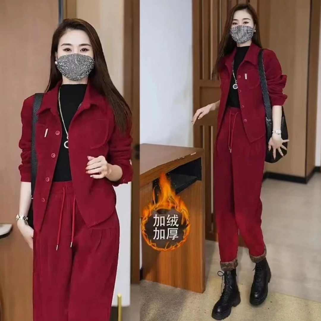 【现货发】新款2024年加绒加厚两件套保暖女士外套时尚休闲百搭2561