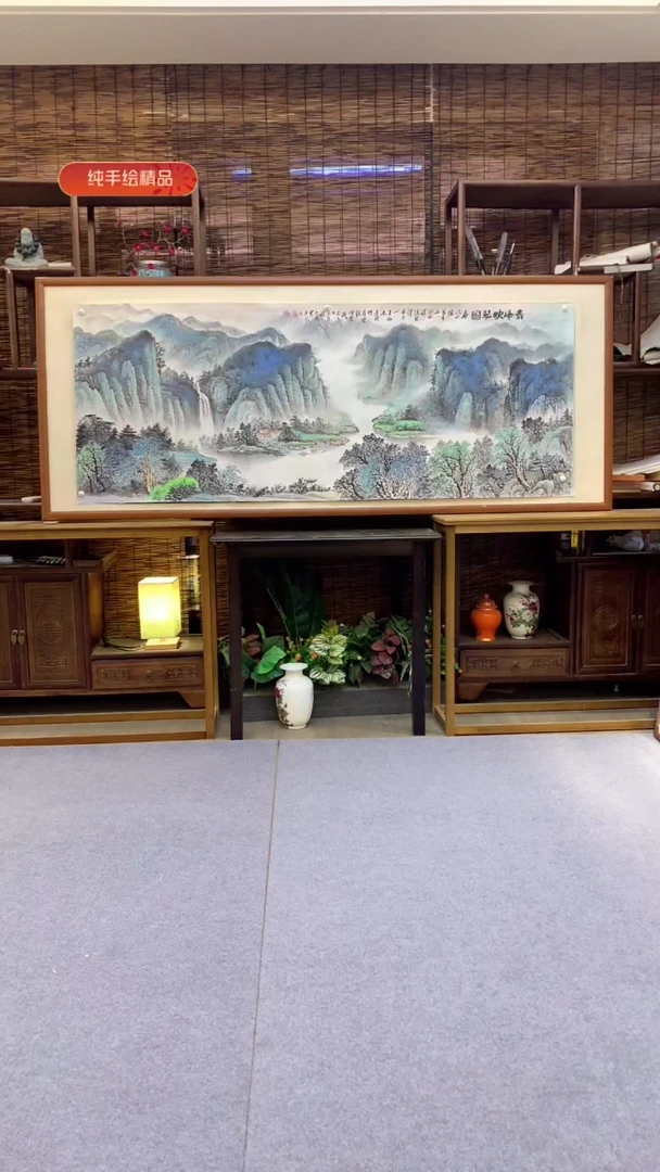 国画小六尺纯实木纯手绘带框装裱205*85cm
