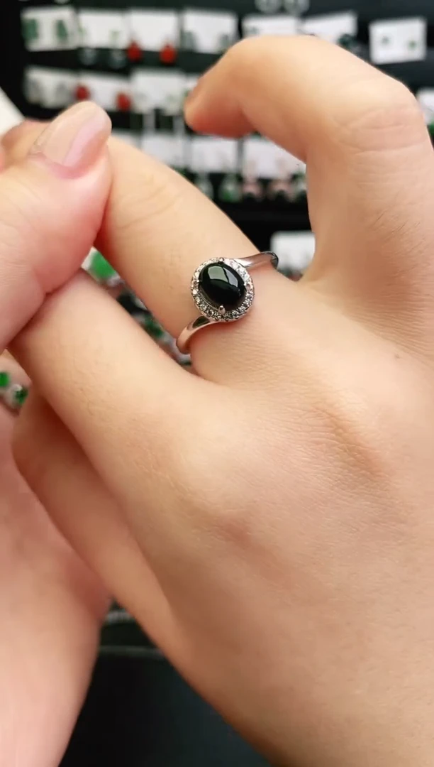 银S925镶嵌戒指翡翠0