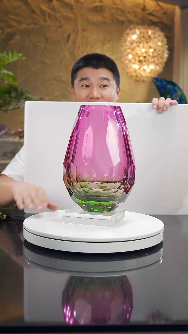 摆件福利金红绿切面花瓶